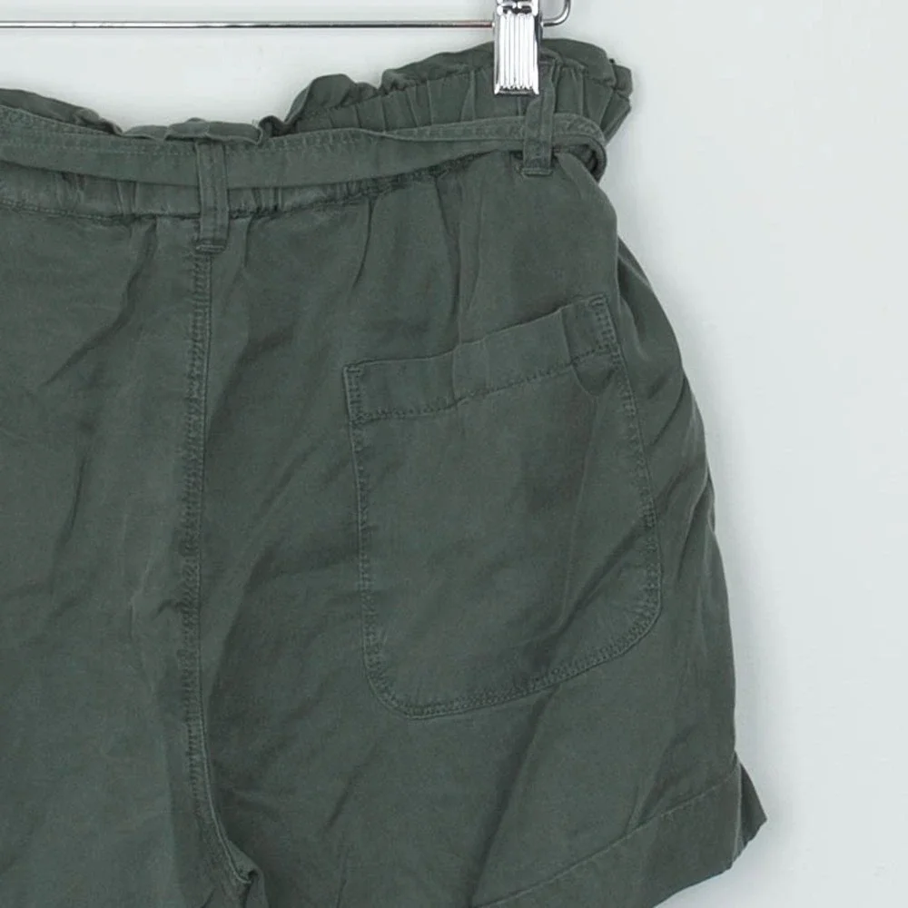 Aerie‎ Womens Paperbag Shorts Size XS Green Lyocell Tie Waist Casual Lightweight